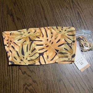 Billabong hula palms brown bandeau tube swim top S, NWT